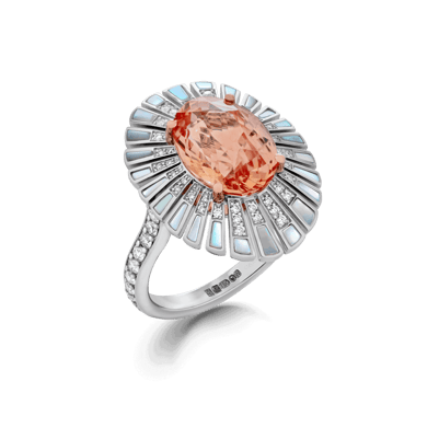 cocktail ring with padparadscha sapphire