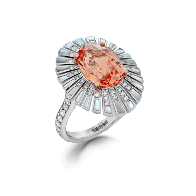cocktail ring with padparadscha sapphire