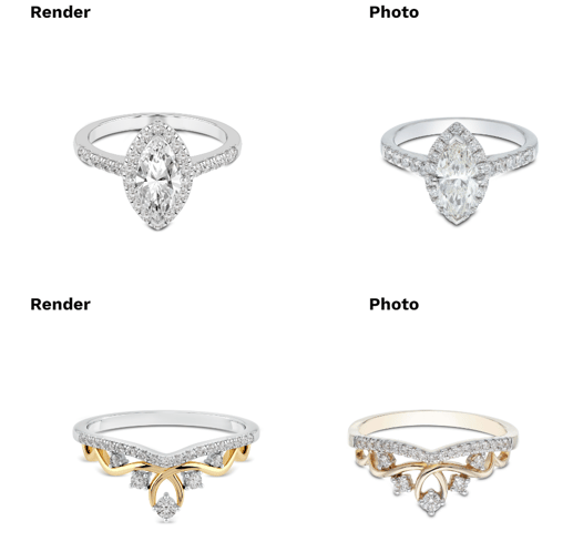 jewelry render photograph comparison