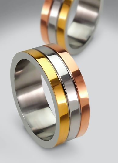 Simple 3 color plating ring : yellow gold, rose gold and white gold