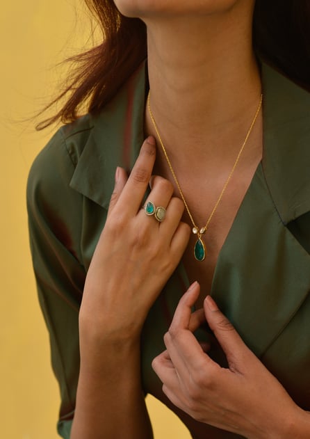 emerald necklace and ring set