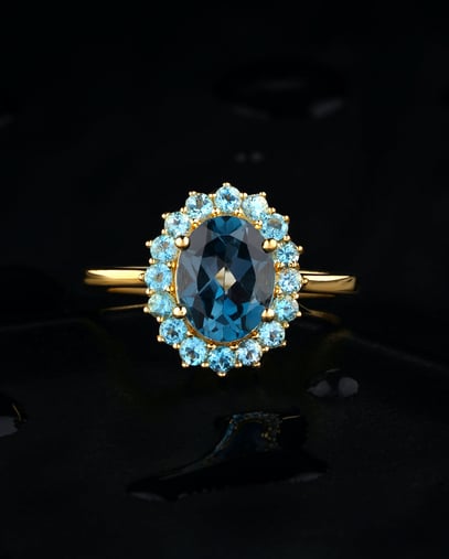 Blue Topaz cluster ring