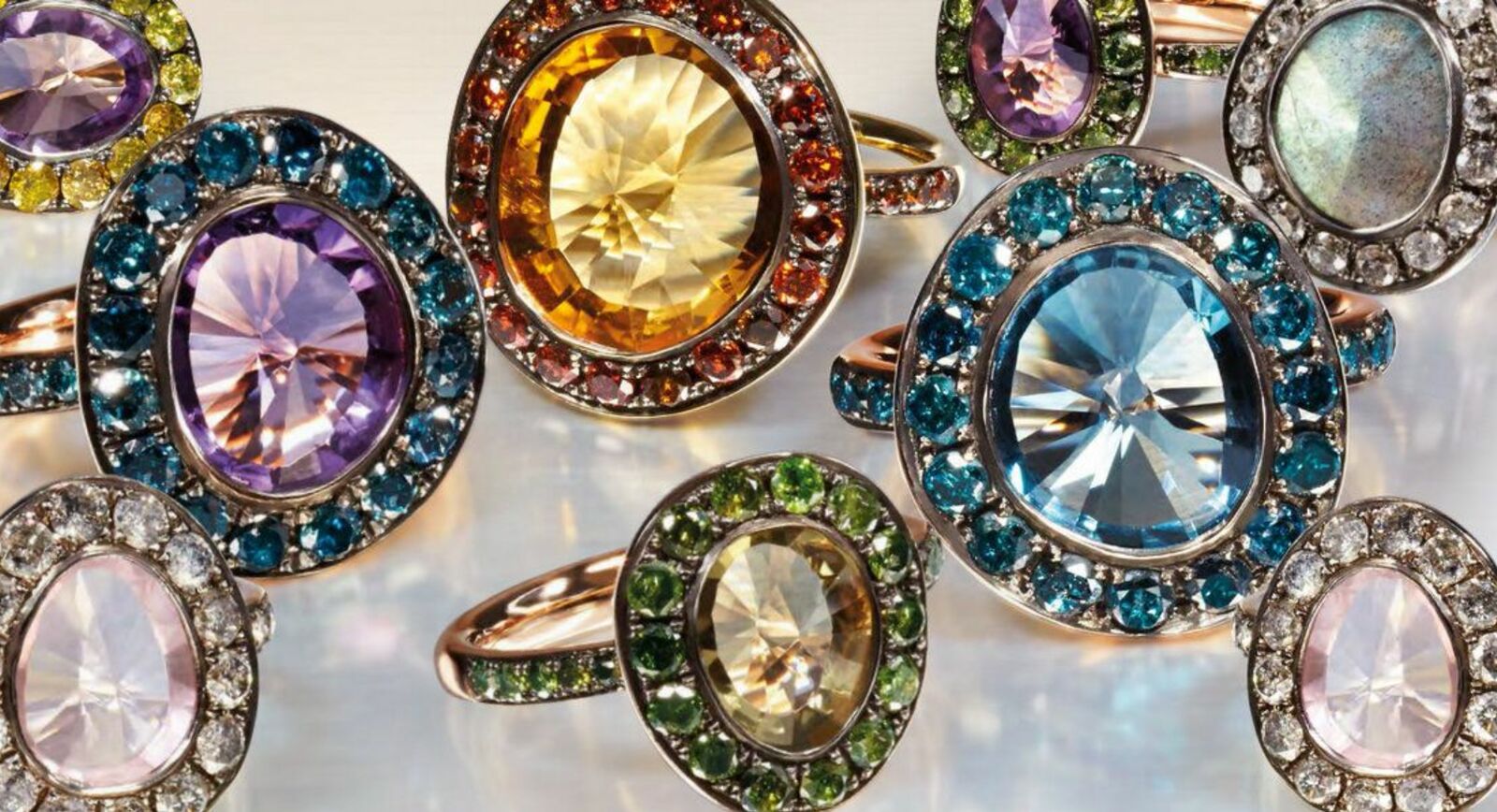 multi colored gemstone rings