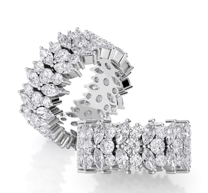 fancy cluster band ring