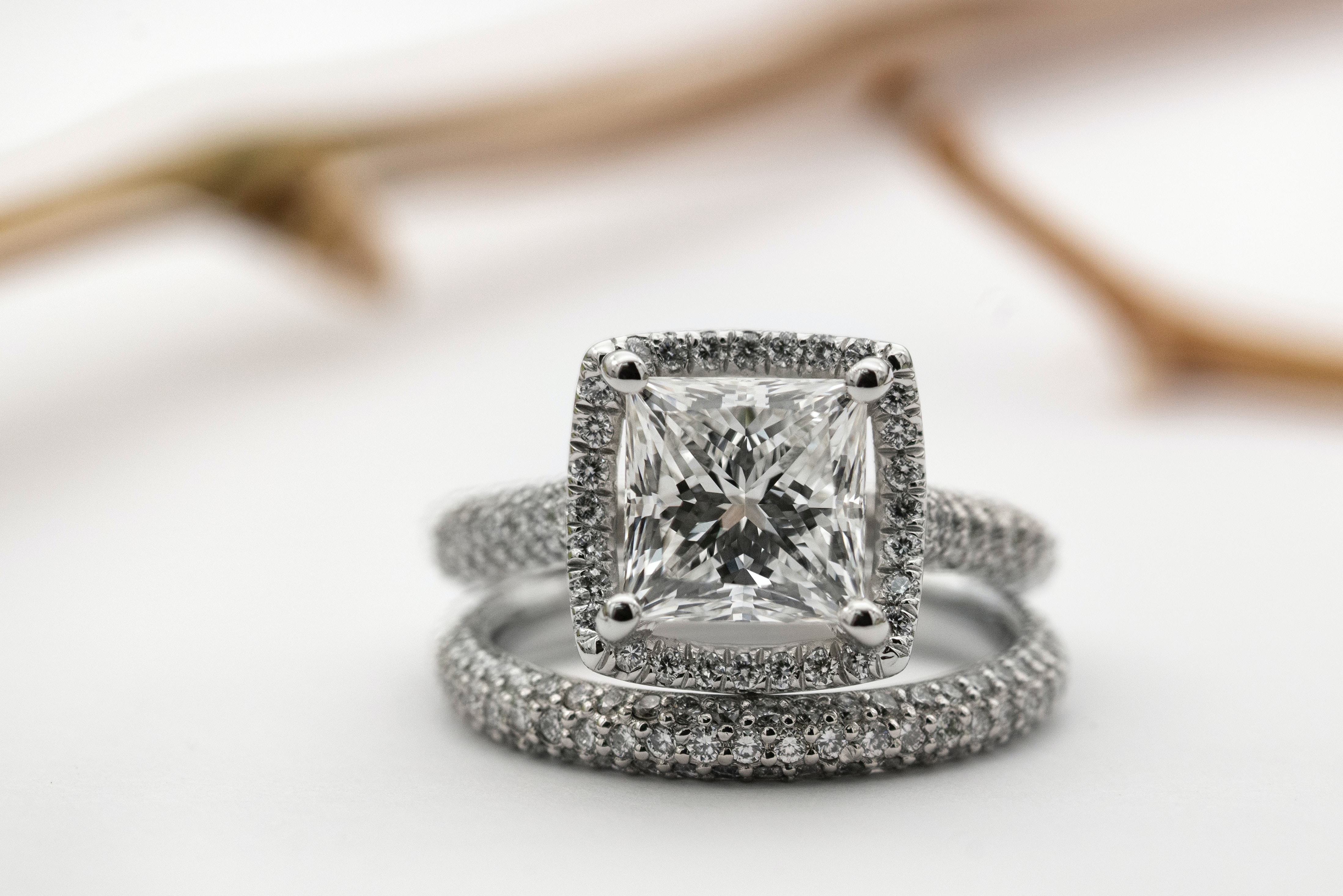 Beautiful diamond engagement ring and wedding band